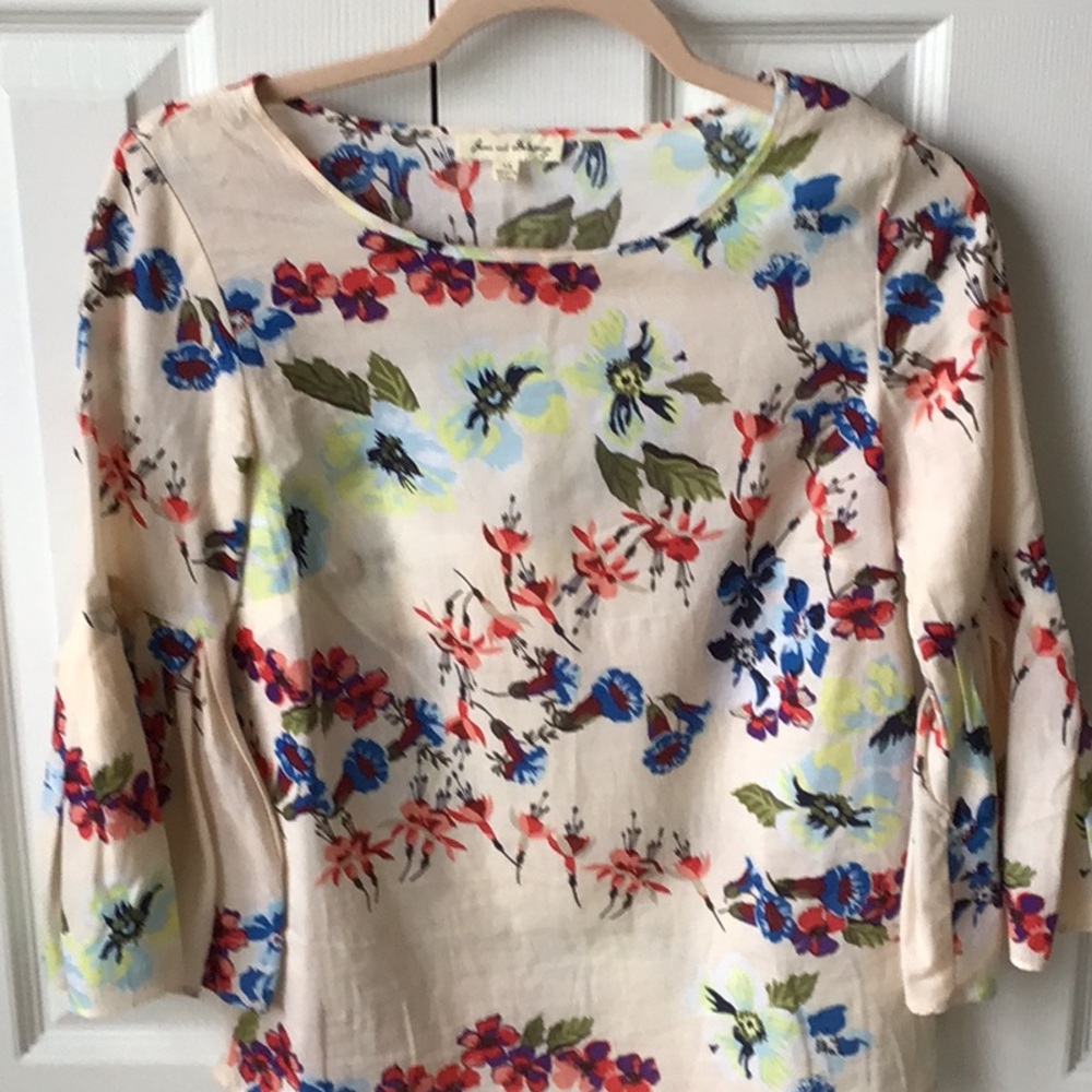 Maeve Orange and Blue 3/4 Sleeve Blouse